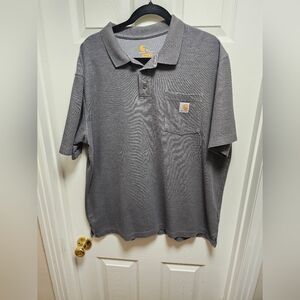Carhartt Original Fit Polo Shirt XL Gray Short Sleeve Pocket Logo Used